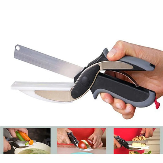 Separable Stainless Steel Barbecue Steak Cutting Shear Household Vegetable Scissors 2 in 1 Multi Kitchen Tool Fruit Knife